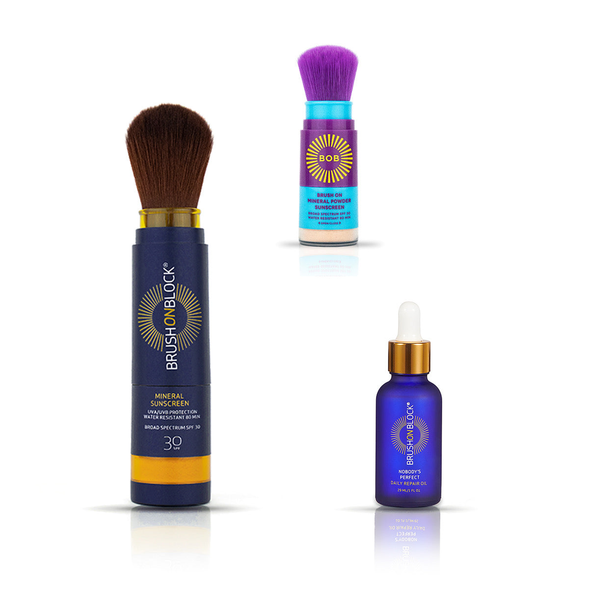 Brush On Block® Mineral Powder Sunscreen & Antioxidant Face Oil Products