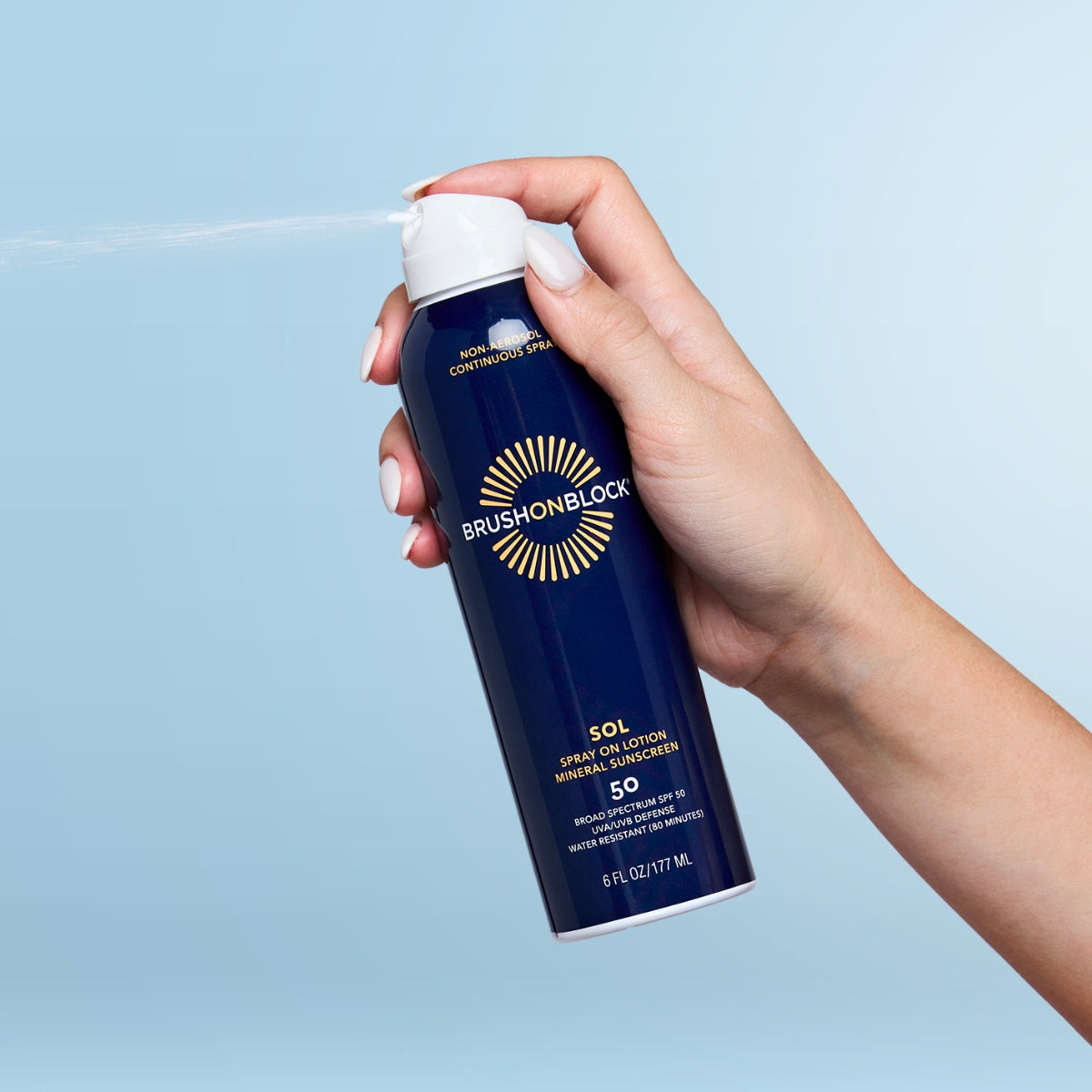 SOL SPF 50 Spray On Lotion Sunscreen - Spraying