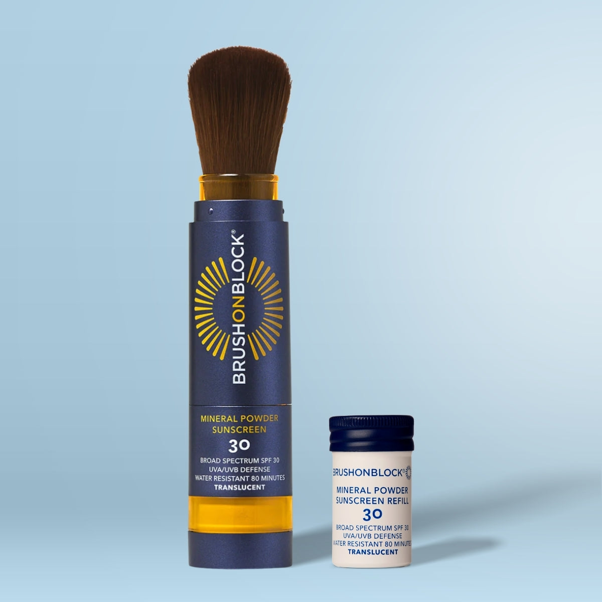 Brush On Block SPF 30 Brush + Refill Set front view mineral sunscreen brush applicator
