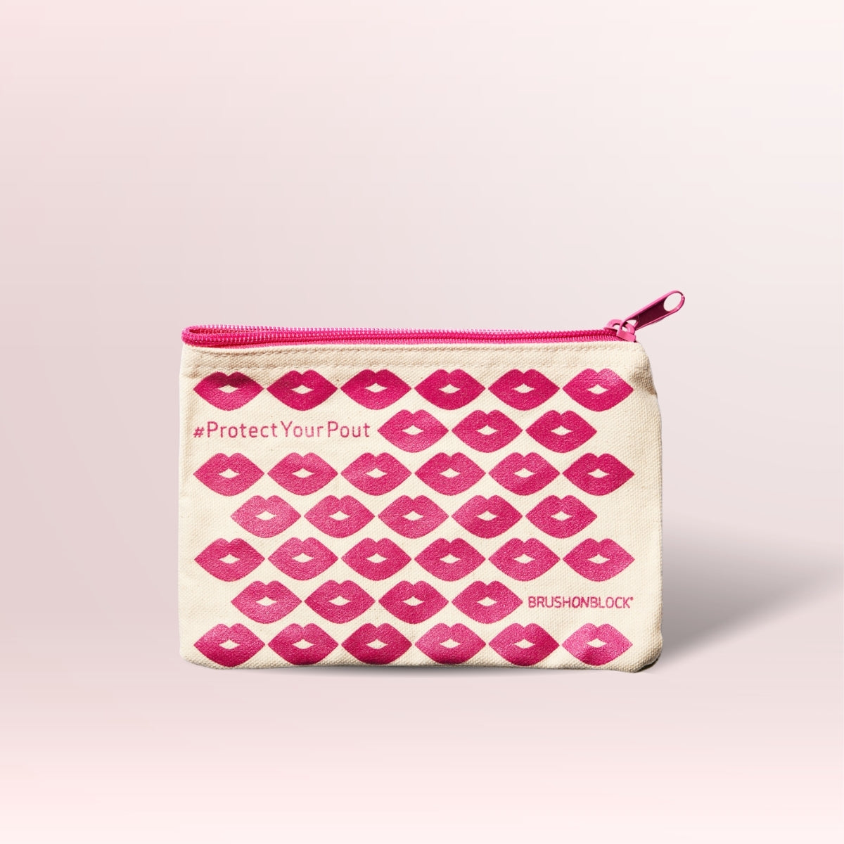 Protect Your Pout Bag front view mineral sunscreen brush applicator