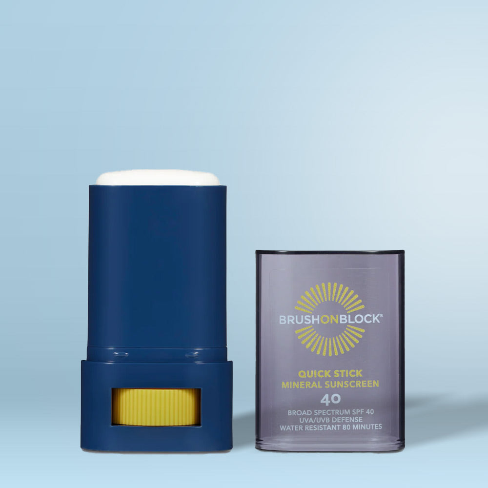 Quick Stick SPF 40 Mineral Sunscreen lifestyle shot mineral sunscreen brush applicator