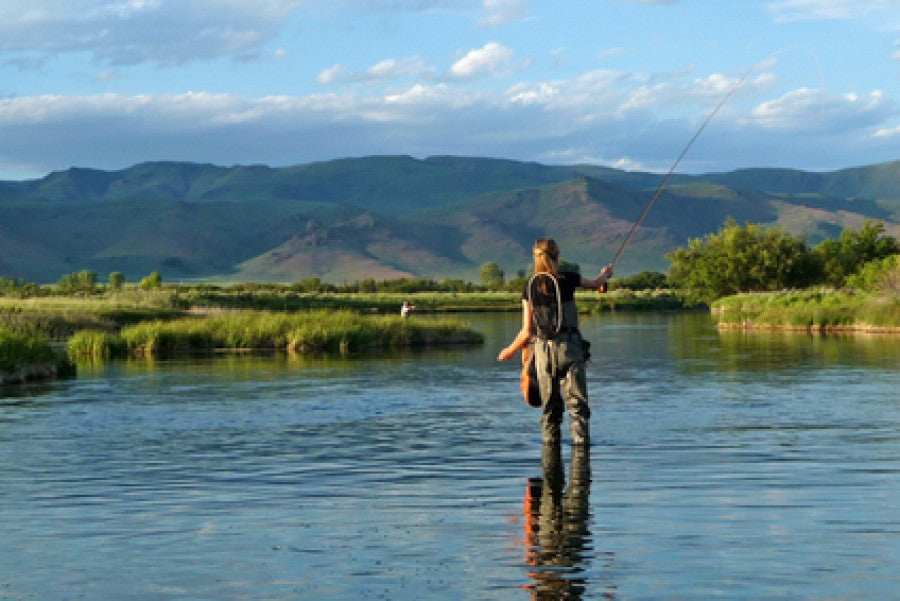 Brush On Block image of woman fly fishing