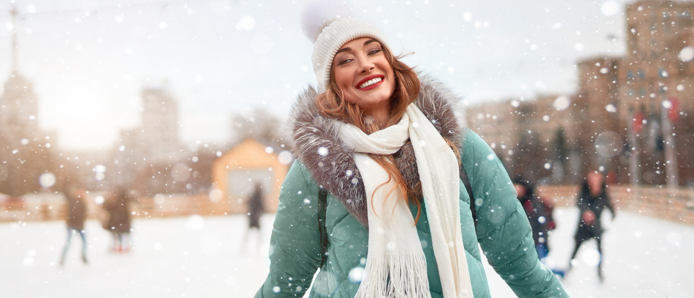 Cold-weather makeup application on a winter-prepared face