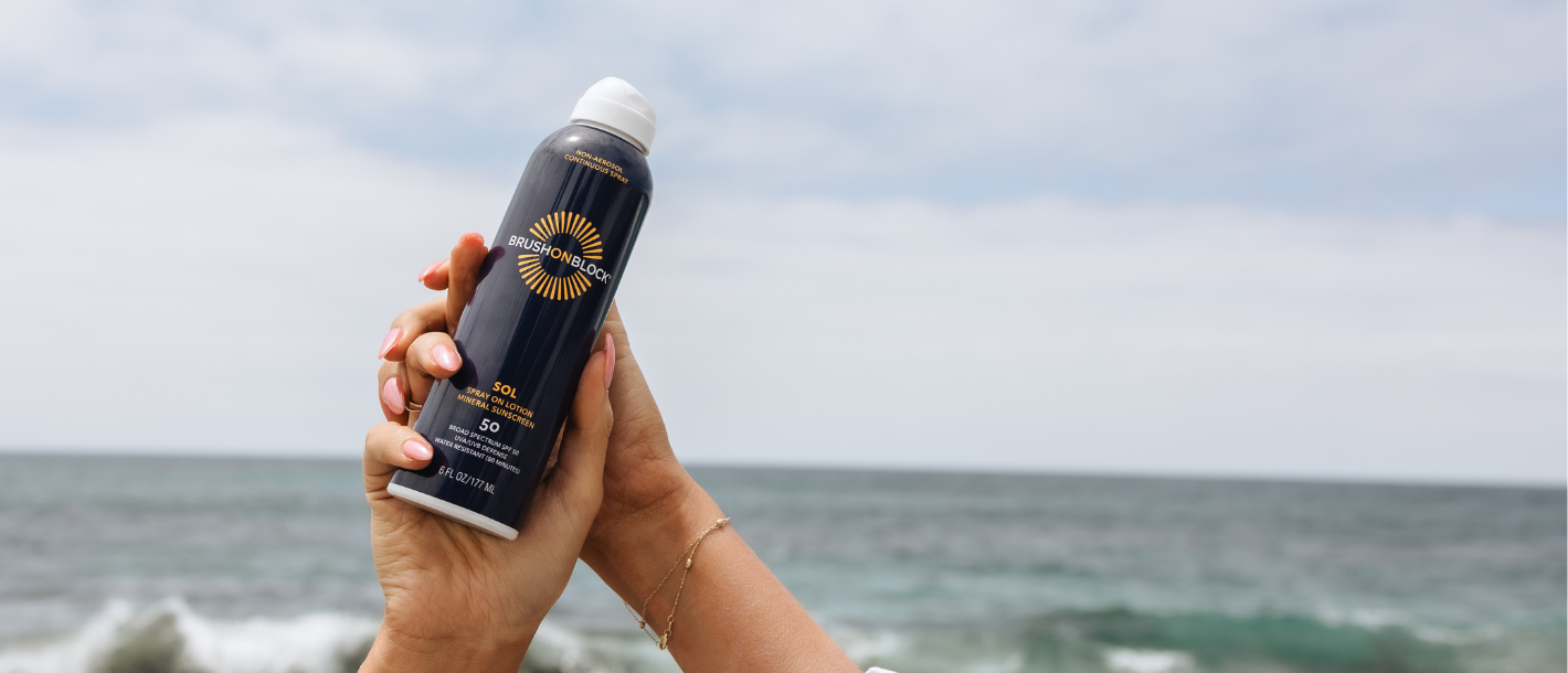 Brush On Block SOL SPF 50 Mineral Spray On Lotion, named Best Mineral Sunscreen in the 2026 Women's Health Beauty Awards 