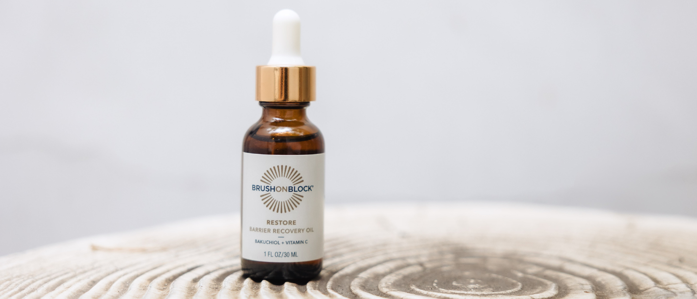 Brush On Block Restore Barrier Recovery Oil, lightweight facial oil for barrier repair after daily sun exposure