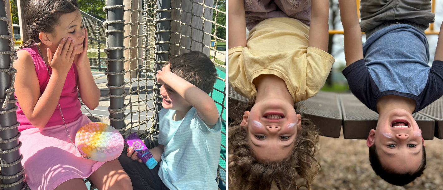 Children playing outdoors in the sun using mineral sunscreen for everyday protection, not just the beach