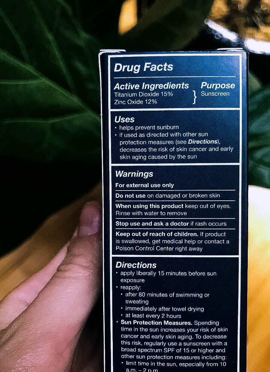 Drug Facts on back of Brush On Block box