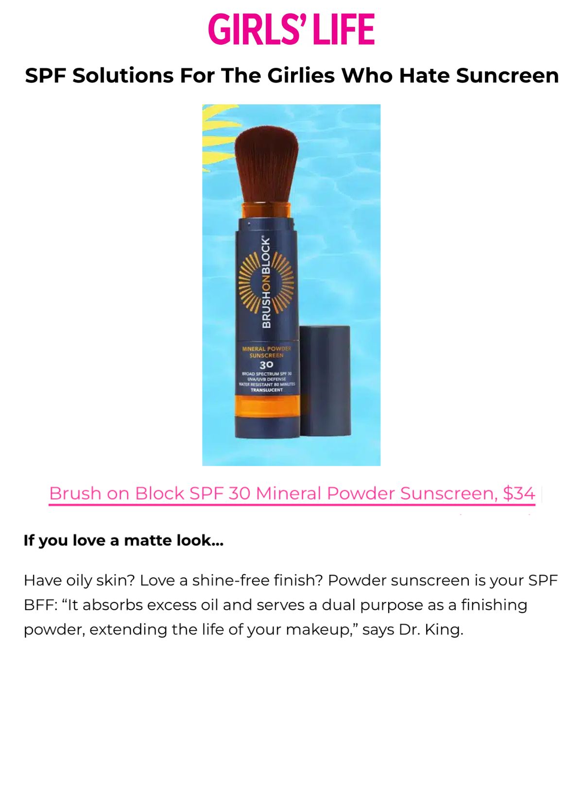 Girl’s Life - SPF Solutions For The Girlies Who Hate Sunscreen