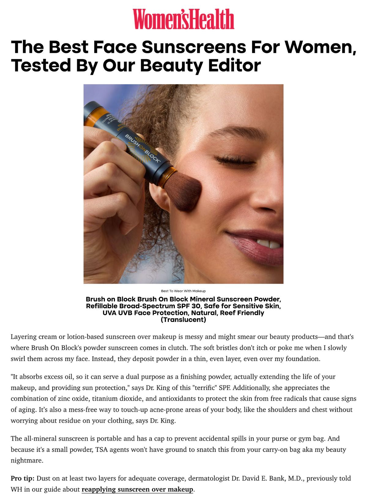 Women's Health - The Best Face Sunscreens for Women, Tested by our Beauty Editor