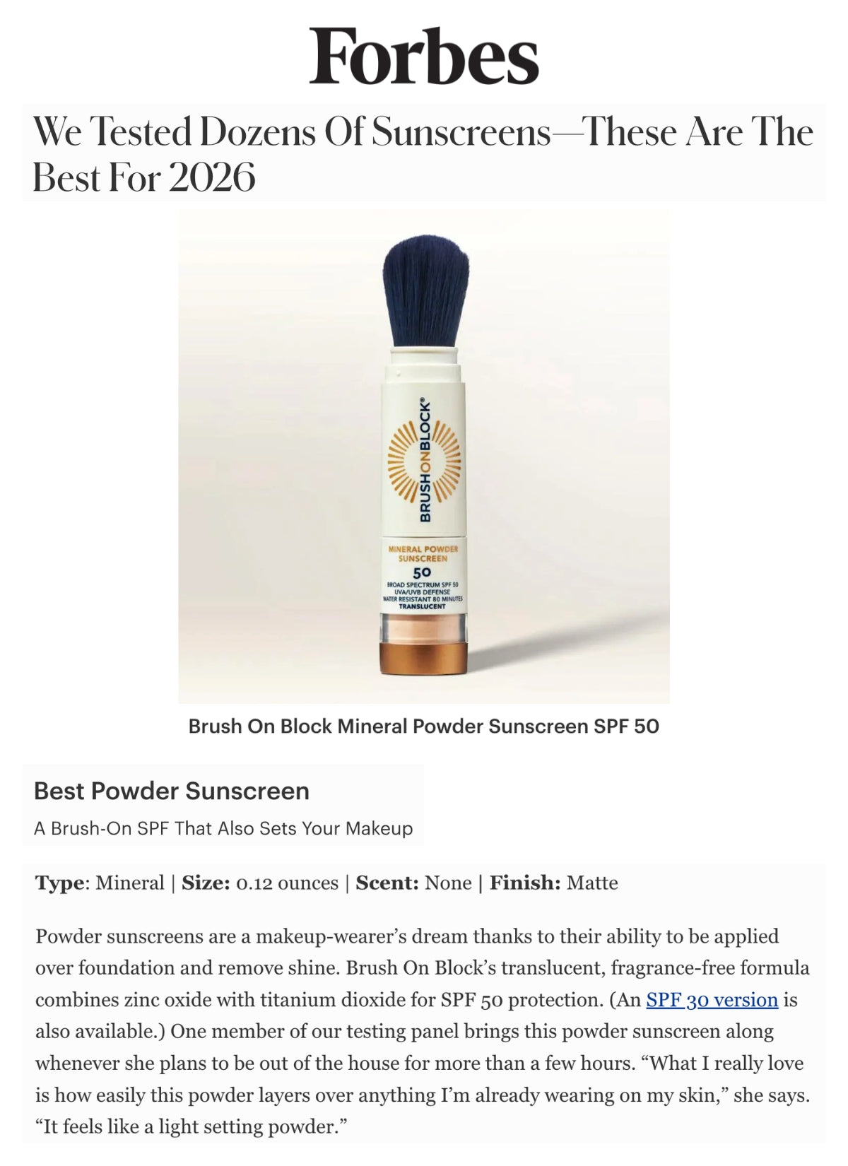 Forbes - We Tested Dozens Of Sunscreens—These Are The Best For 2026