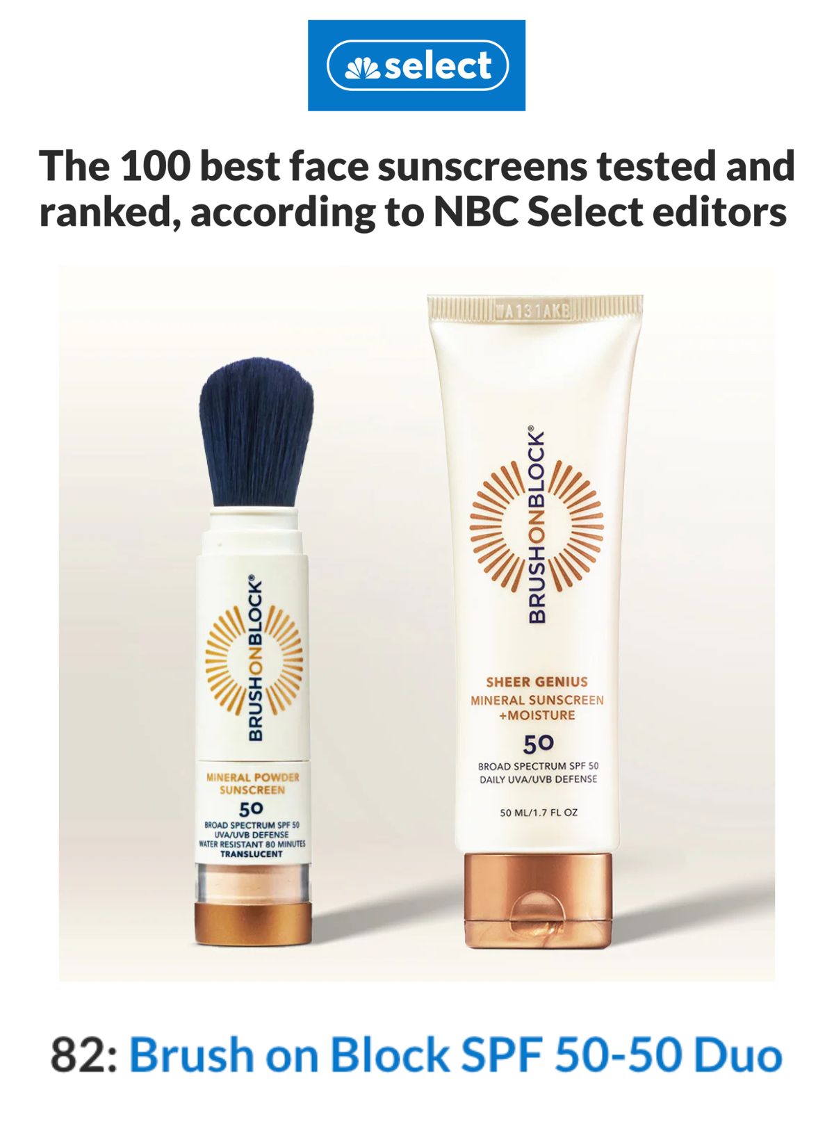 NBC Select - The 100 best face sunscreens tested and ranked, according to NBC Select editors