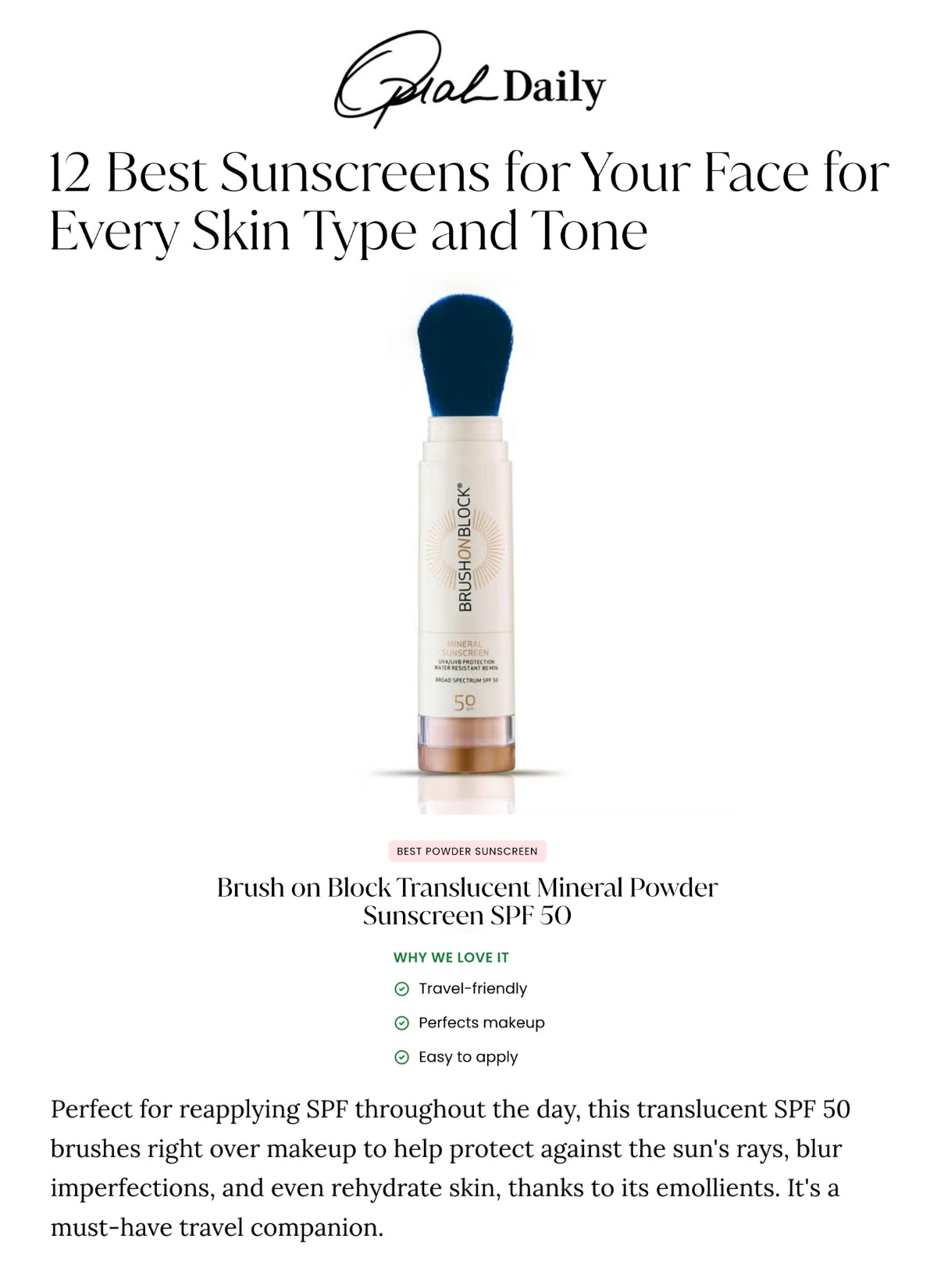 Oprah Daily - 12 Best Sunscreens for Your Face for Every Skin Type and Tone