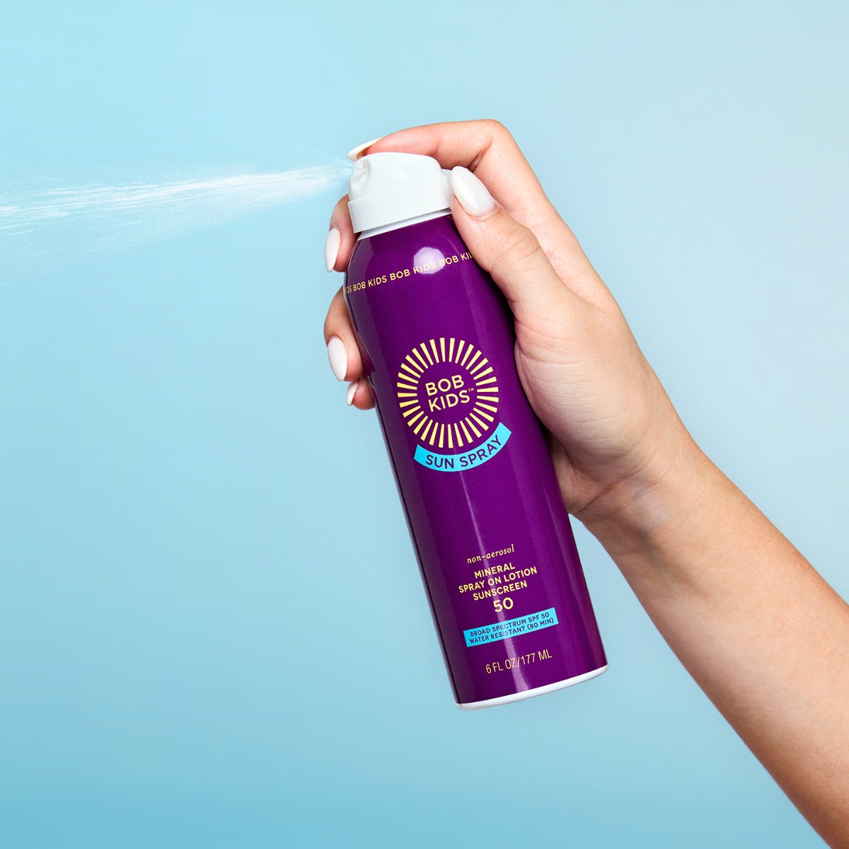 BOB KIDS SPF 50 Spray On Lotion Sunscreen product details kids mineral sunscreen brush