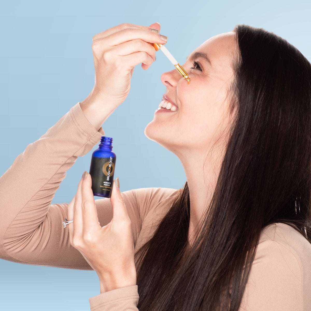 Nobody's Perfect Daily Face Oil product details mineral sunscreen brush applicator