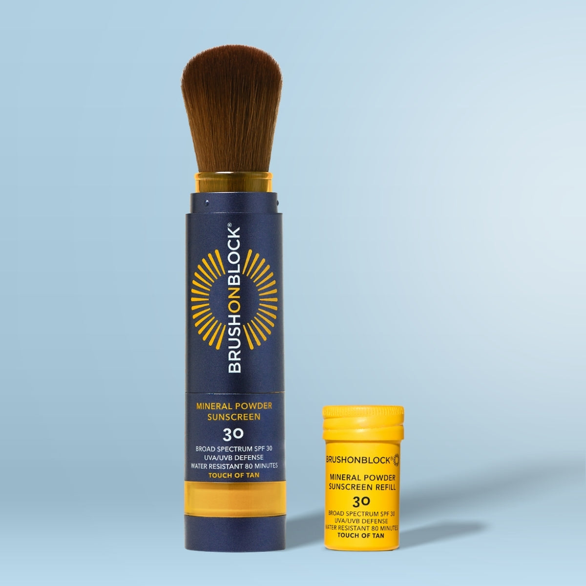 Touch of Tan SPF 30 Brush + Refill Set front view mineral sunscreen brush applicator