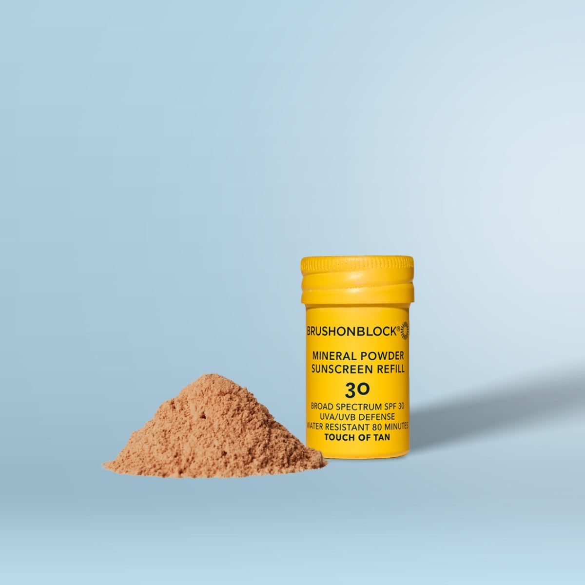 Touch of Tan Mineral Powder Sunscreen Refill SPF 30 product details mineral sunscreen brush applicator